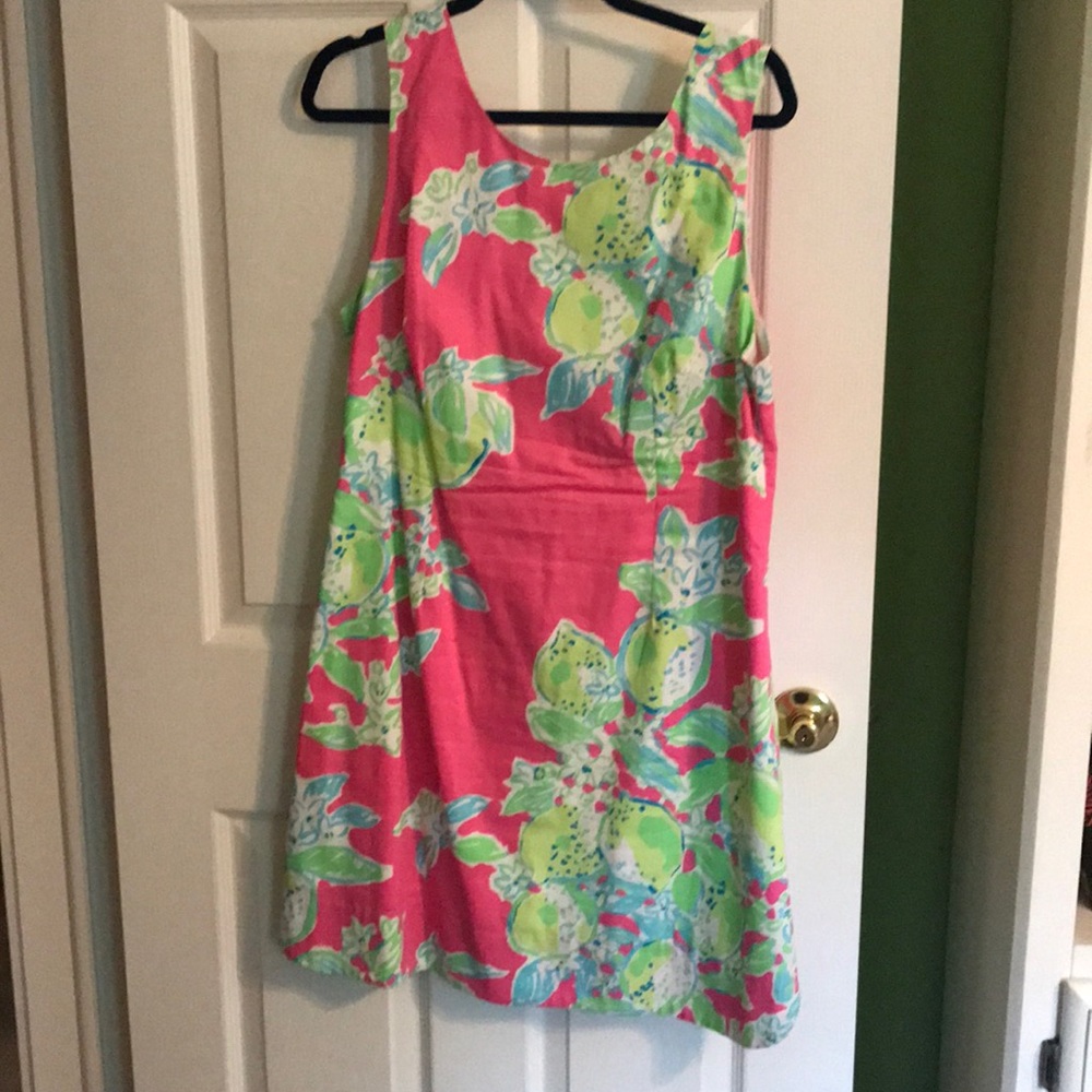 EUC LILLY PULITZER PINK LEMONADE DELIA SHIFT SZ 14